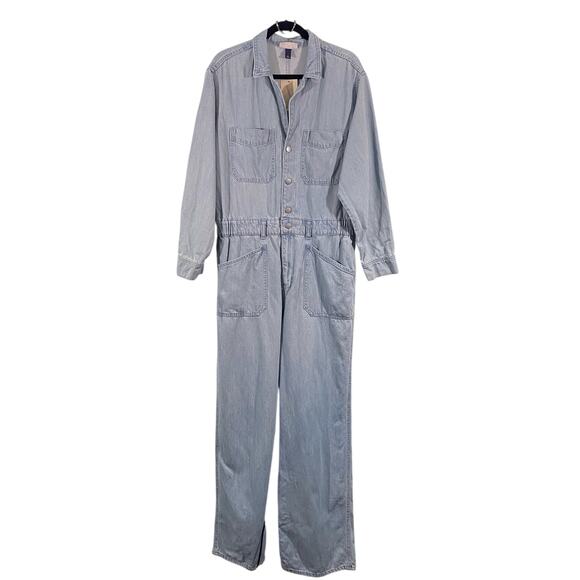 Universal Standard Light Blue Denim Baggy Straight Leg Jumpsuit Size 16 NWT - Picture 2 of 9